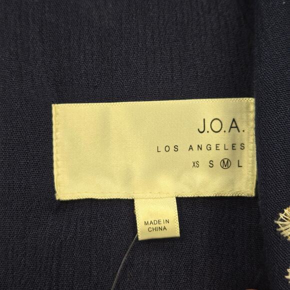 JOA Los Angeles Embroidered Floral Cold Shoulder Dress Womens M Navy Blue NWT* - Picture 5 of 14